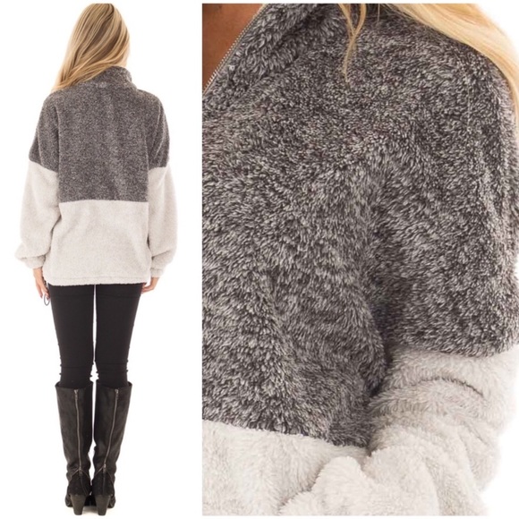 BEST SELLER Charcoal fuzzy pullover sweater - Picture 4 of 4